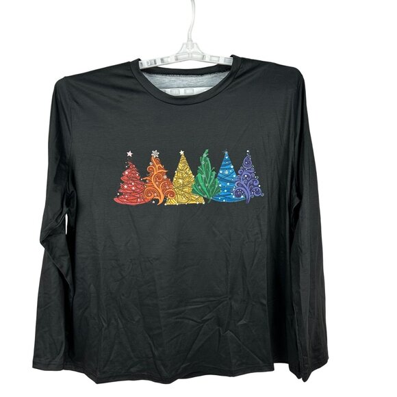 Colorful Christmas Tree Graphic Long Sleeve Shirt 4XL - Picture 1 of 5